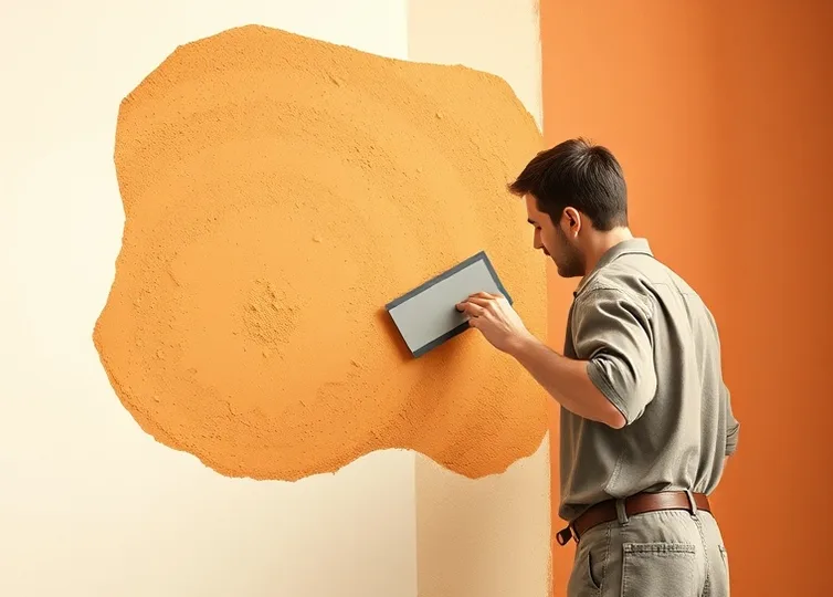 Application d'un enduit décoratif à la lisseuse sur un mur