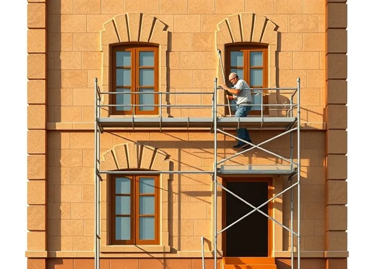 Ravalement de façade en pierre, nettoyage et application d'enduit